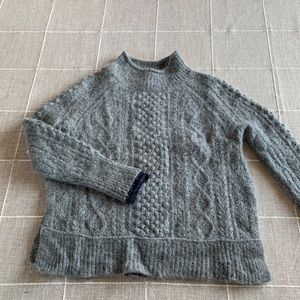 Alex Mill Camil Cable-knit turtleneck sweater gray wool alpaca